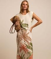 Vestido New Midi em Moletinho com Coqueiros Estampados - 1