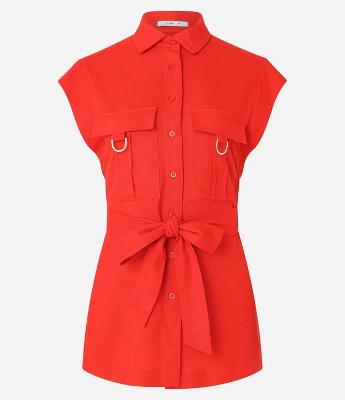 Camisa em Viscose com Bolsos Frontais