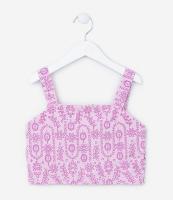 Blusa Cropped com Textura Broderie - Tam 5 a 14 Anos - 1