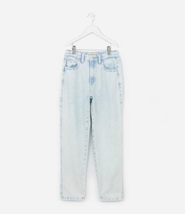 Calça Mom Infantil em Jeans com Brilhinhos Aplicados - Tam 5 a 14 Anos - 1