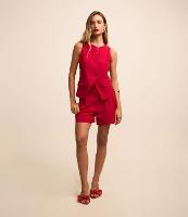 Bermuda Reta Alfaiatada com Cós Transpassado e Pregas - 1