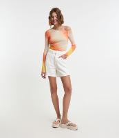 Short Mom Cintura Alta em Sarja com Bolsos - 1