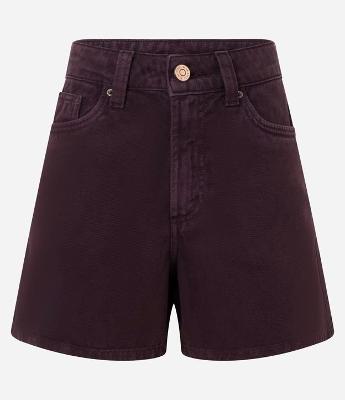 Short Mom Cintura Alta em Sarja com Bolsos