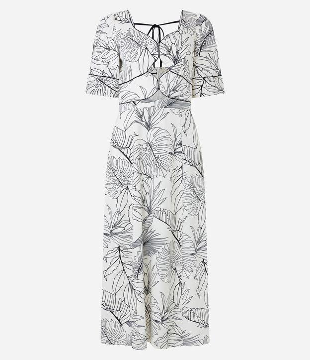 Vestido Midi em Viscolinho com Estampa Folhagens - 1