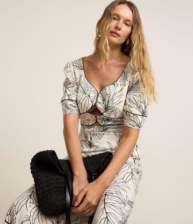 Vestido Midi em Viscolinho com Estampa Folhagens - 2