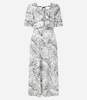 Vestido Midi em Viscolinho com Estampa Folhagens - 1