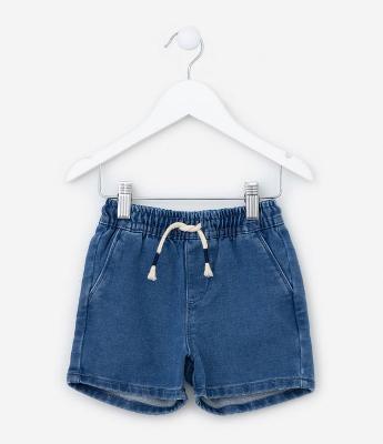 Bermuda Infantil Jeans com Amarração - Tam 1 a 5 Anos