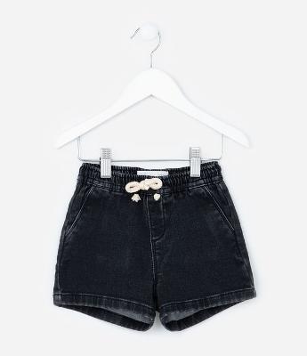 Bermuda Infantil Jeans com Amarração - Tam 1 a 5 Anos