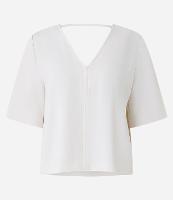 Blusa em Crepe com Decote V e Recorte Pespontado - 1