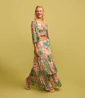 Saia New Midi em Tule com Babados e Estampa Jardim Tropical - 2