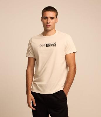 Camiseta Regular em Algodão com Estampa Elementos da Natureza