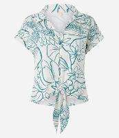 Camisa em Viscose com Amarração e Estampa Floral - 1