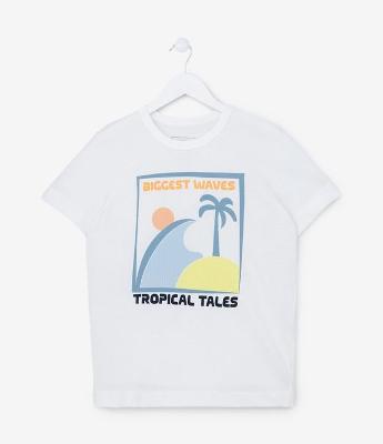 Camiseta Infantil com Estampa Ondas - Tam 5 a 14 Anos
