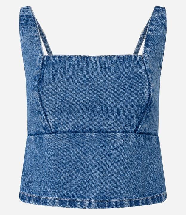 Blusa Cropped em Jeans com com Amarração nas Costas - 2