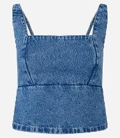 Blusa Cropped em Jeans com com Amarração nas Costas - 2