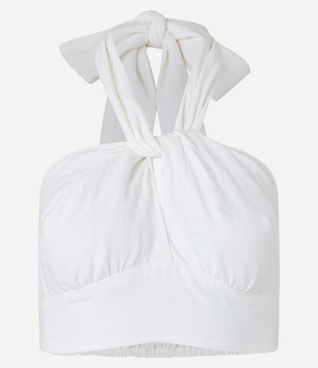 Blusa Cropped em Viscose e Linho com Busto Cruzado - 2
