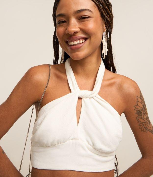 Blusa Cropped em Viscose e Linho com Busto Cruzado - 3