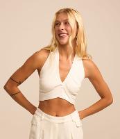 Blusa Cropped em Viscose e Linho com Busto Cruzado - 1