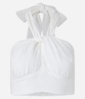 Blusa Cropped em Viscose e Linho com Busto Cruzado - 2