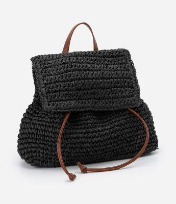 Mochila de Praia com Efeito Trançado com Alças e Detalhes em PU