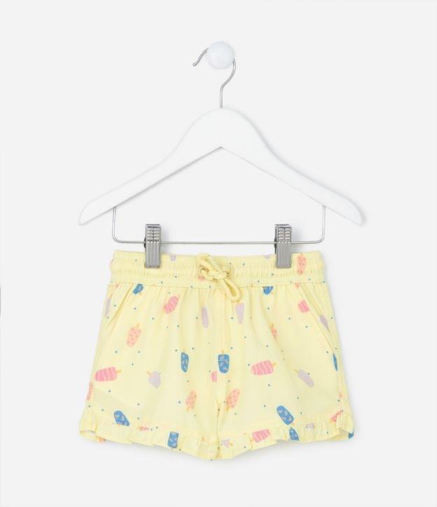 Short Infantil com Estampa Poá e Picolés Detalhe de Babados - Tam 1 a 5 Anos - 1
