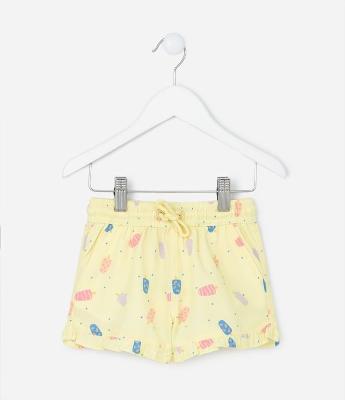Short Infantil com Estampa Poá e Picolés Detalhe de Babados - Tam 1 a 5 Anos