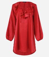 Vestido Curto Acetinado com Babados e Manga Bufante - 1