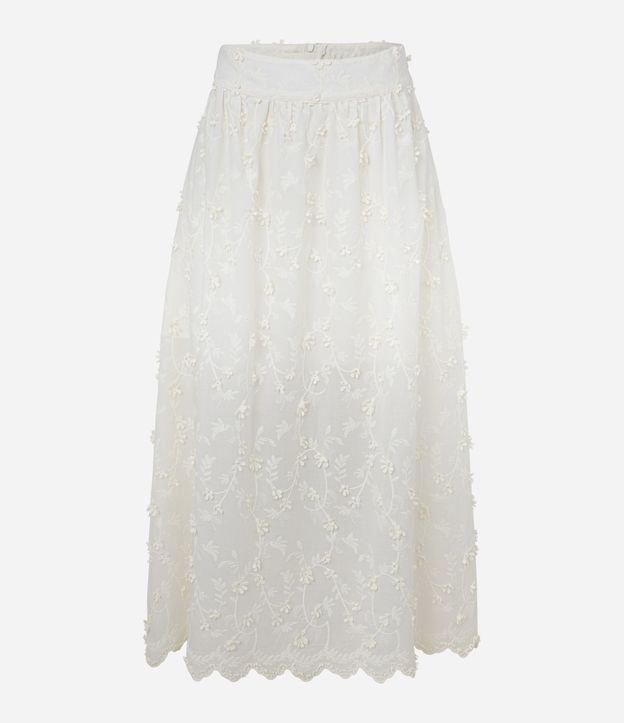 Saia Midi em Tricoline com Florezinhas 3D - 1