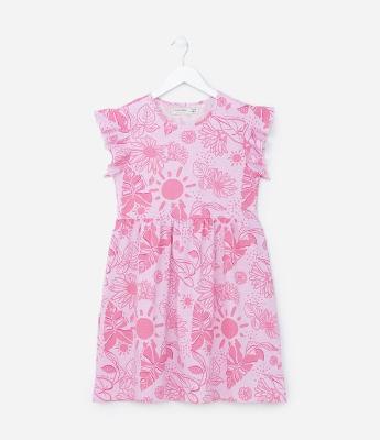 Vestido Infantil com Estampa Tropical - Tam  5 a 14 Anos