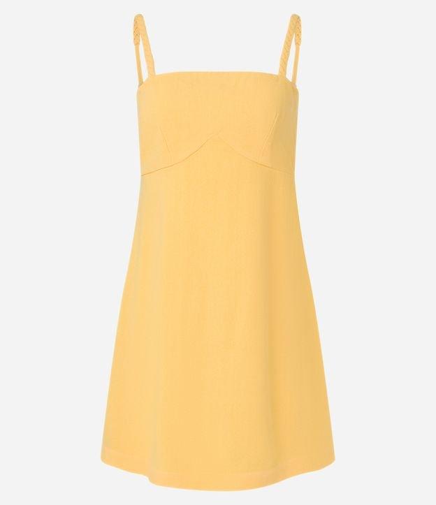 Vestido Curto em Viscose e Linho com Alcinha Trançada - 1