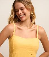 Vestido Curto em Viscose e Linho com Alcinha Trançada - 2