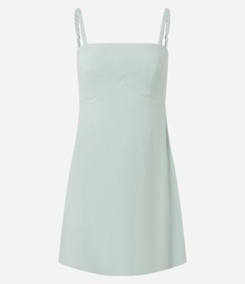 Vestido Curto em Viscose e Linho com Alcinha Trançada