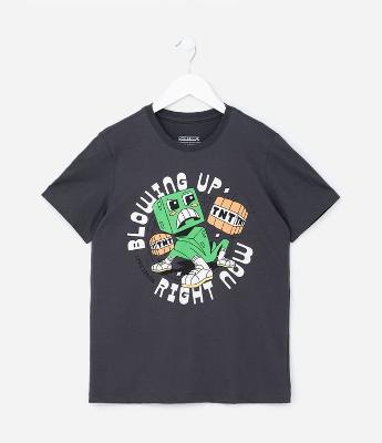 Camiseta Infantil com Estampa Minecraft - Tam 5 a 14 Anos