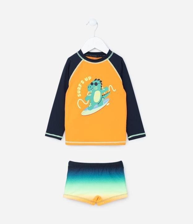 Conjunto de Praia Infantil com Proteção UV e Estampa Dino - Tam 1 a 4 Anos - 1
