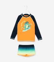 Conjunto de Praia Infantil com Proteção UV e Estampa Dino - Tam 1 a 4 Anos - 2