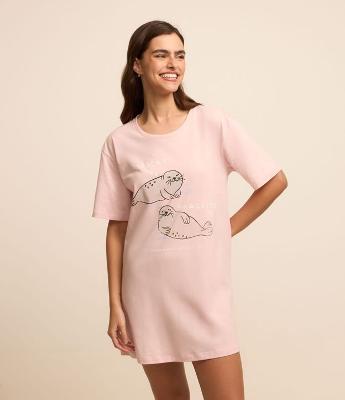 Camisola Curta em Algodão e Estampa Foca Fofoca