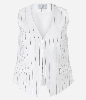 Colete Alfaiatado em Viscose Listrada com Riscas de Giz