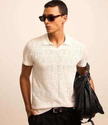 Camisa Polo em Tricô com Textura