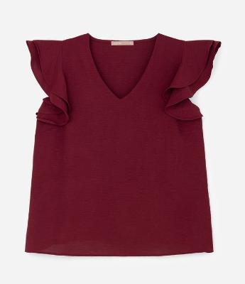 Blusa em Crepe com Babado Duplo no Ombro Curve & Plus Size