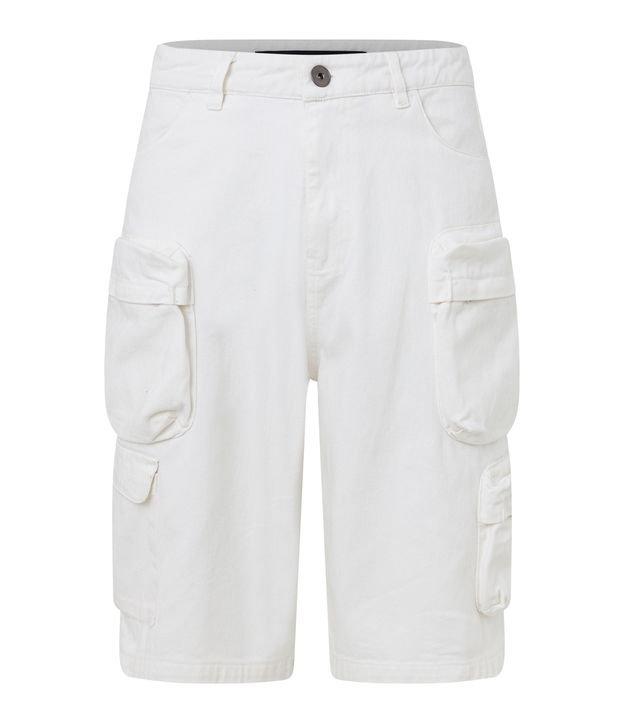 Bermuda Baggy em Sarja com Bolsos Diversos - 1