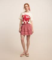 Saia Curta em Cambraia com Babados e Entremeios - 2