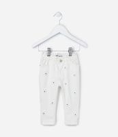 Calça Clochard Infantil com Bordado Margaridas - Tam 3 a 18 meses - 1
