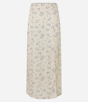 Saia Midi em Viscose Floral Liberty e Fenda