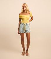 Short Slim em Jeans com Ilhós e Lencinho - 1