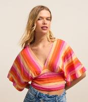 Blusa Cropped em Viscose com Estampa Listrada e Amarração nas Costas - 3