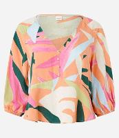 Blusa em Viscolinho com Manga Bufante e Folhagens Estampadas - 1