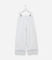 Calça Reta Infantil em Sarja com Renda na Barra - Tam 5 a 14 Anos - 1