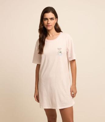 Camisola Curta em Algodão com Estampa Atenção Fofoca