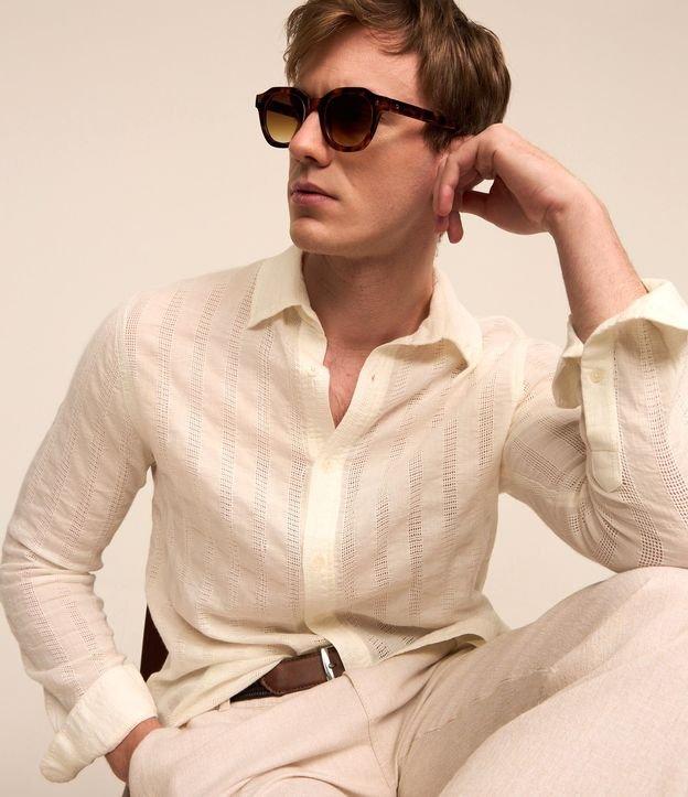 Camisa Regular em Algodão com Textura e Furinhos - 1