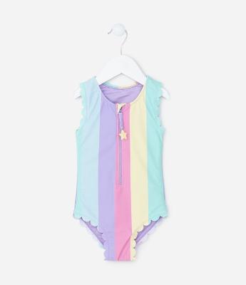 Maiô Infantil com Proteção UV e  Blocos de Cor  Tam 1 ao 4 Anos